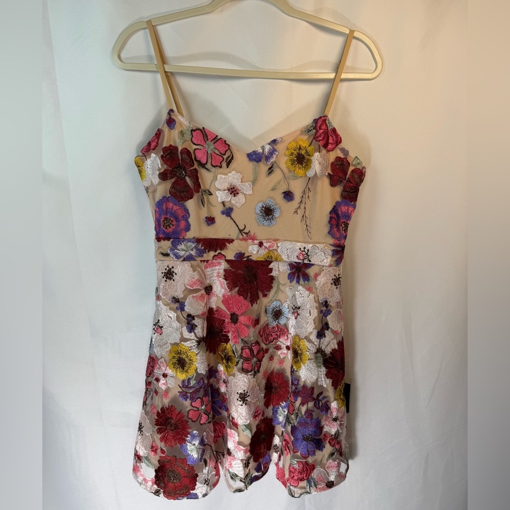 Lulu's Multicolor Floral Embroidered Mini Dress